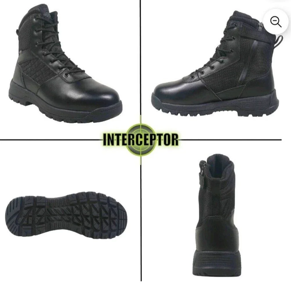 Men's Black Tactical Lace-Up Boot - Durable Work & Field Footwear Size 11 Soft
